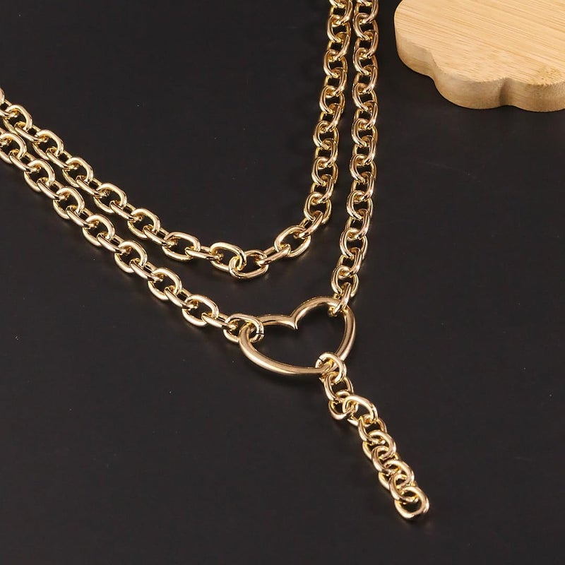 ANGLEQUEEN Chunky Silver Necklaces for Women Silver Layered Pirate Necklaces Punk 8090s Hip Hop Cuban Link Chain Necklace Layered Choker Necklace Pirate Prom Jewelry Freaknik Outfit Accessories - Image 1